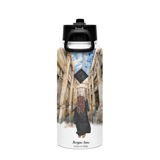 Personalized Graduation Girl – Stainless Steel Water Bottle with Straw Lid | Nickels Arcade