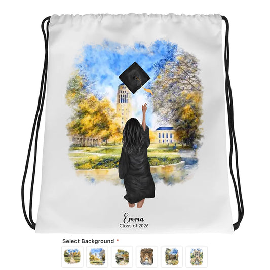 Personalized Graduation Girl – Drawstring Bag | Central Campus
