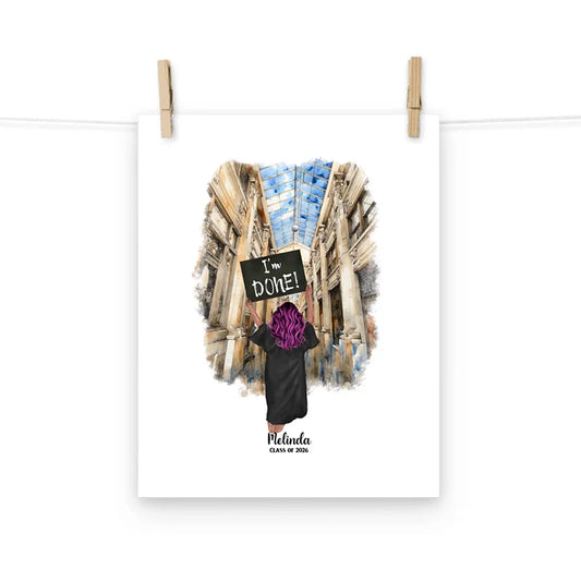 Personalized Graduation Girl – Premium Poster (Matte, Luster, Unframed, Framed) | Nickels Arcade