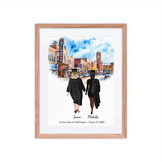 Personalized Graduation Best Friends – Premium (Matte, Luster, Unframed, Framed) Poster | Downtown Ann Arbor
