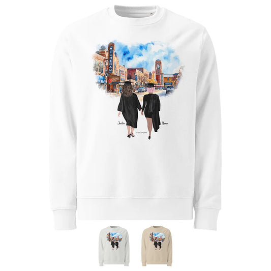 Personalized Graduation Best Friends – Eco-Friendly Sweatshirt | Downtown Ann Arbor