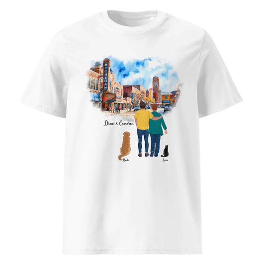 Personalized Male Duo – Organic Cotton T-Shirt | Downtown Ann Arbor
