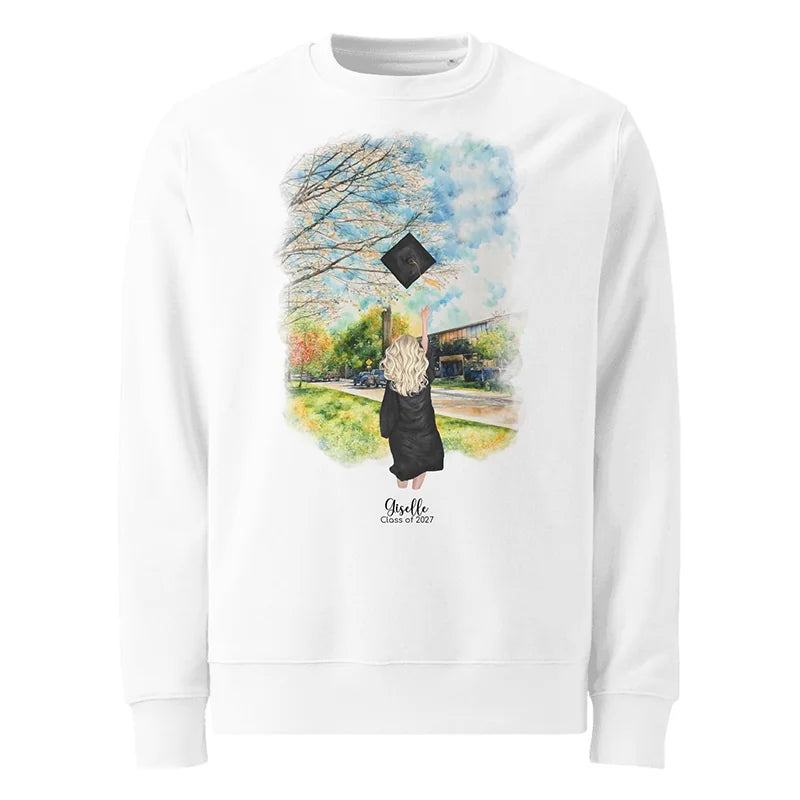 Personalized Graduation Girl – Eco-Friendly Sweatshirt | North Campus