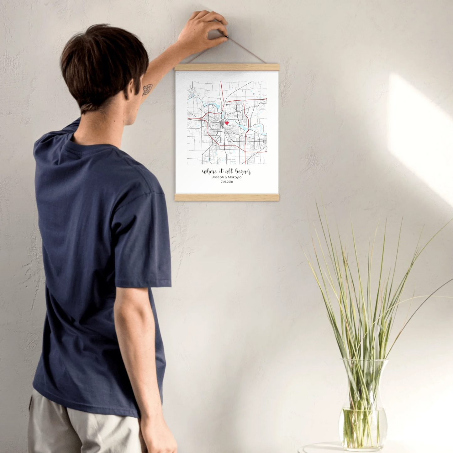 Personalized "Where It All Began" Map – Enhanced Matte Paper with Hanger | Gifts for Couples