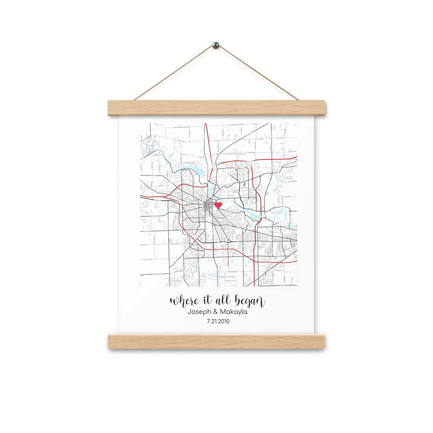Personalized "Where It All Began" Map – Enhanced Matte Paper with Hanger | Gifts for Couples