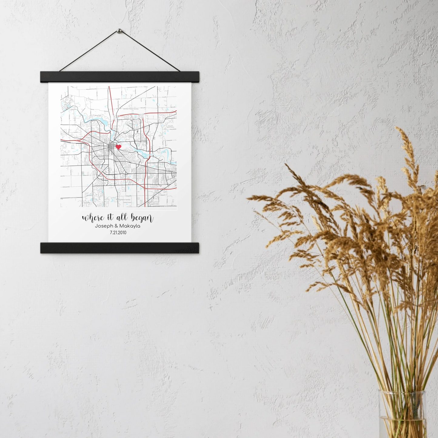 Personalized "Where It All Began" Map – Enhanced Matte Paper with Hanger | Gifts for Couples