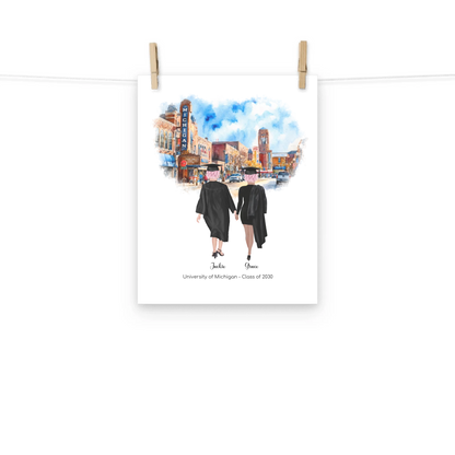 Personalized Graduation Best Friends – Premium (Matte, Luster, Unframed, Framed) Poster | Downtown Ann Arbor