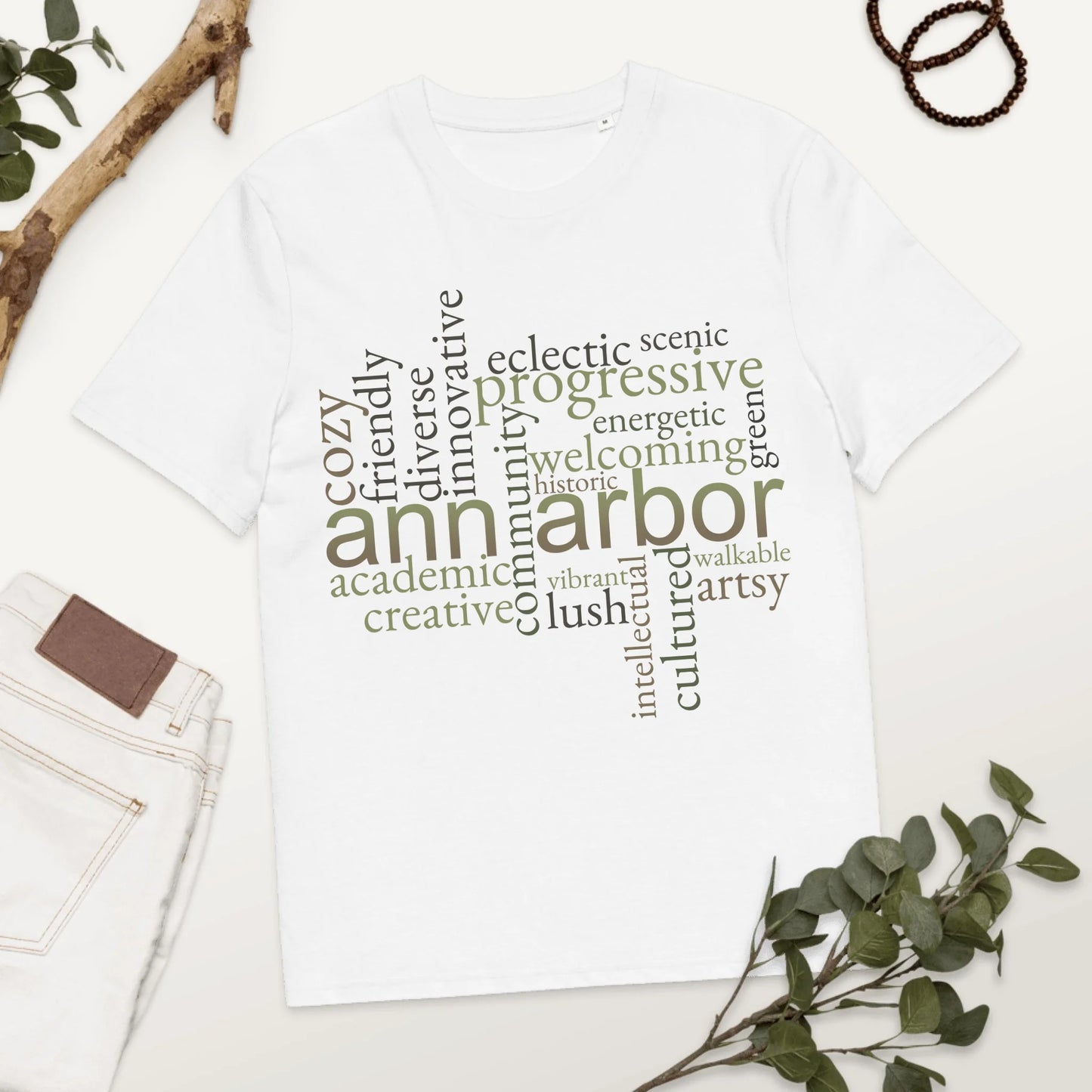 Personalized Ann Arbor Word Art – Organic Cotton T-Shirt