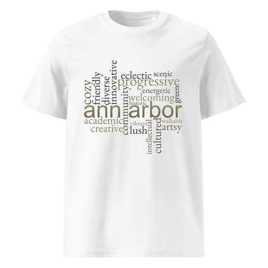 Personalized Ann Arbor Word Art – Organic Cotton T-Shirt