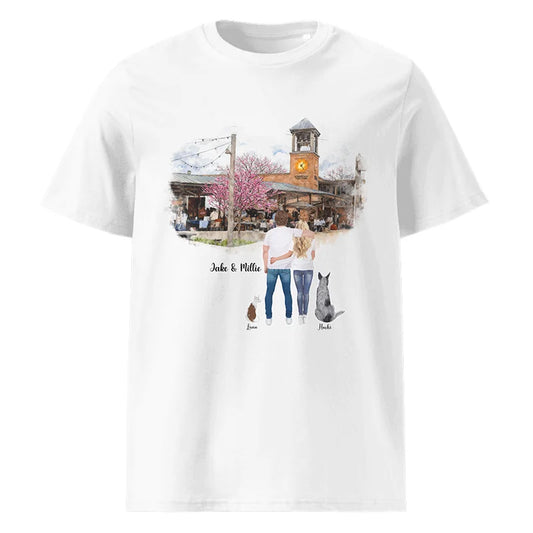Personalized Couple & Pets – Organic Cotton T-Shirt | Kerrytown Ann Arbor