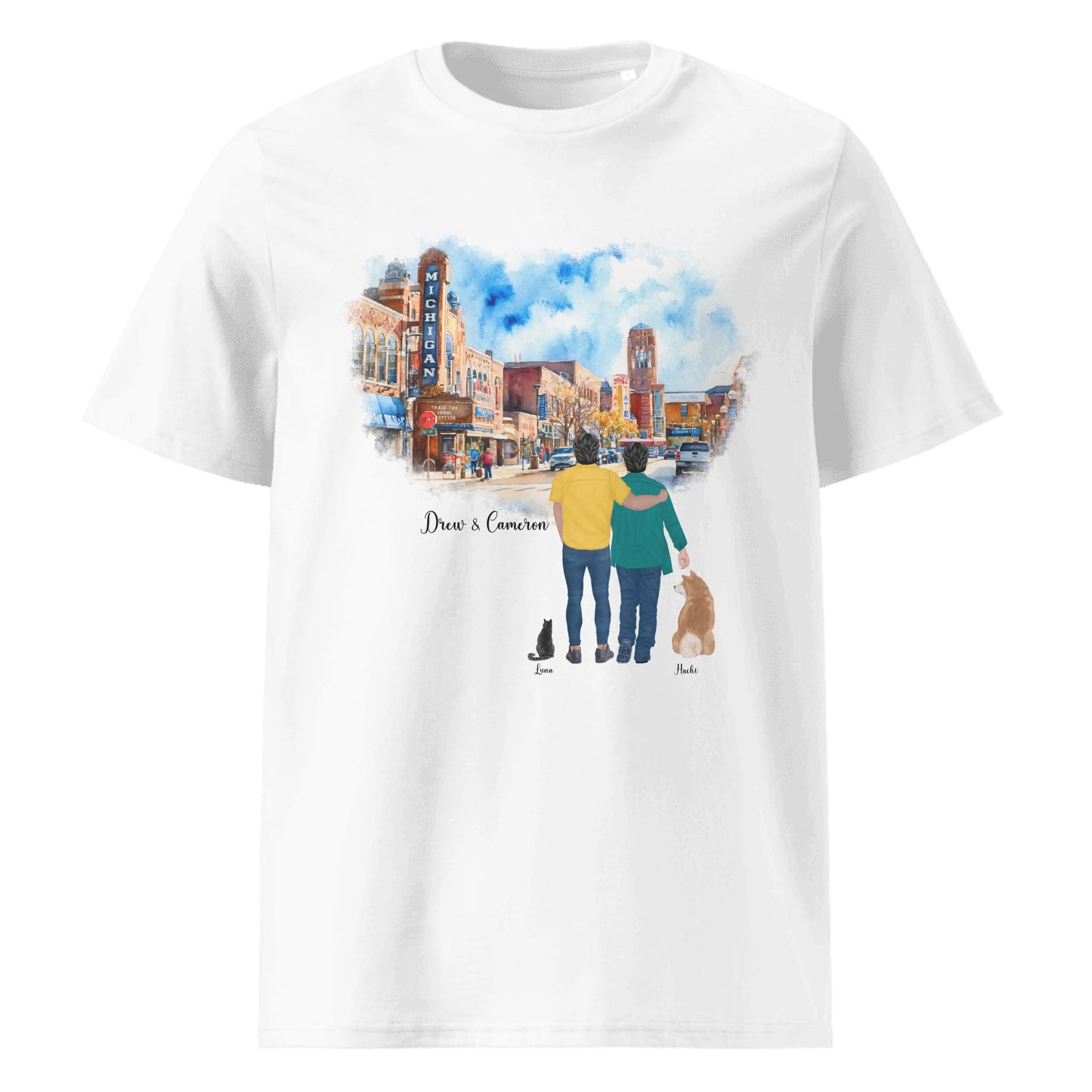 Personalized Male Duo – Organic Cotton T-Shirt | Downtown Ann Arbor