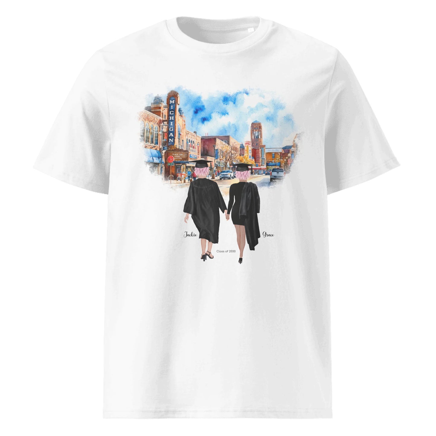 Personalized Graduation Best Friends – Organic Cotton T-Shirt | Downtown Ann Arbor