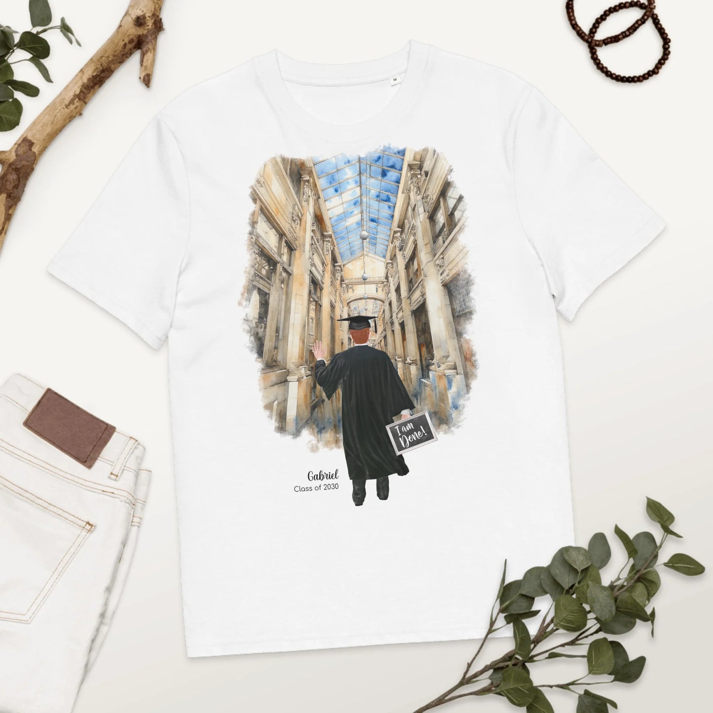 Personalized Graduation Guy – Organic Cotton T-Shirt | Nickels Arcade