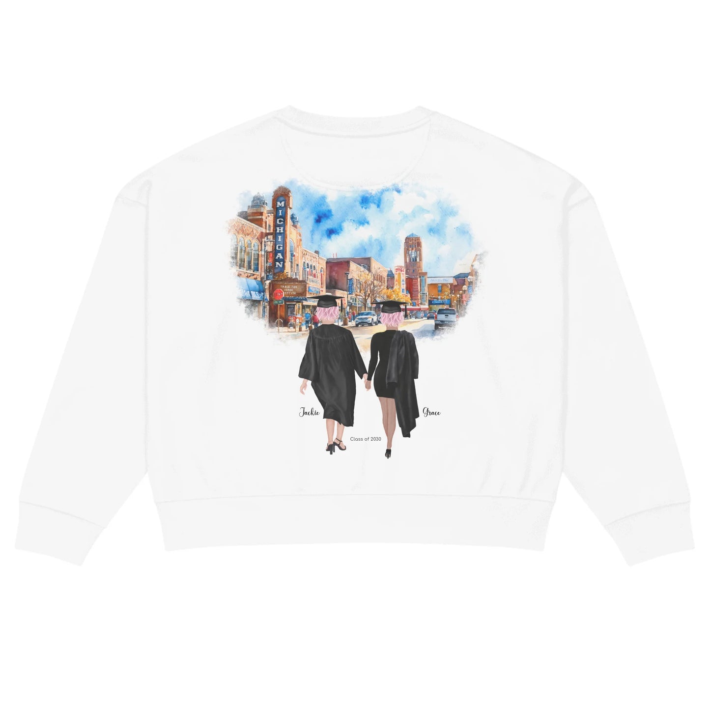 Personalized Graduation Best Friends – Women's Organic Crew Neck Sweatshirt | Downtown Ann Arbor