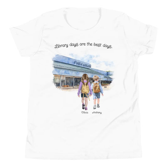 Personalized Library Buddies [Girl & Boy/Siblings] – Youth & Adult T-Shirts | Choose Your Ann Arbor Library