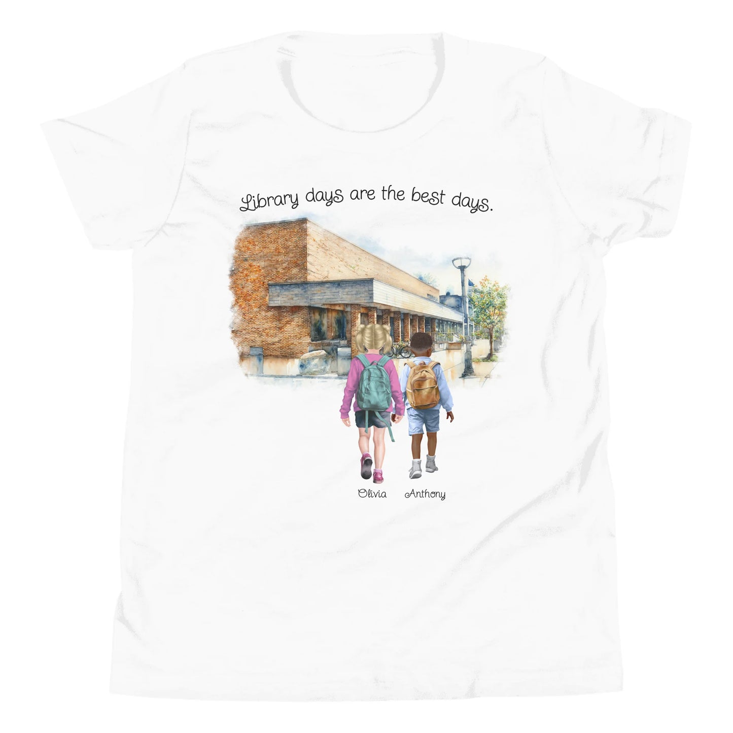 Personalized Library Buddies [Girl & Boy/Siblings] – Youth & Adult T-Shirts | Choose Your Ann Arbor Library