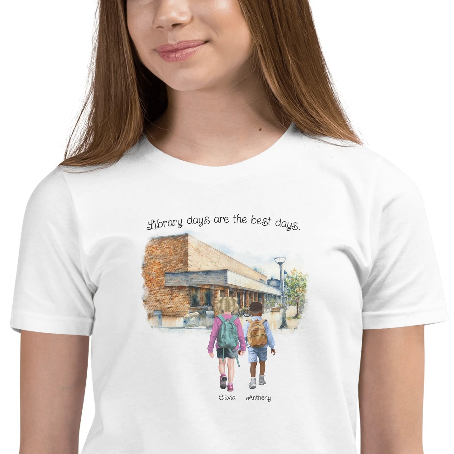 Personalized Library Buddies [Girl & Boy/Siblings] – Youth & Adult T-Shirts | Choose Your Ann Arbor Library