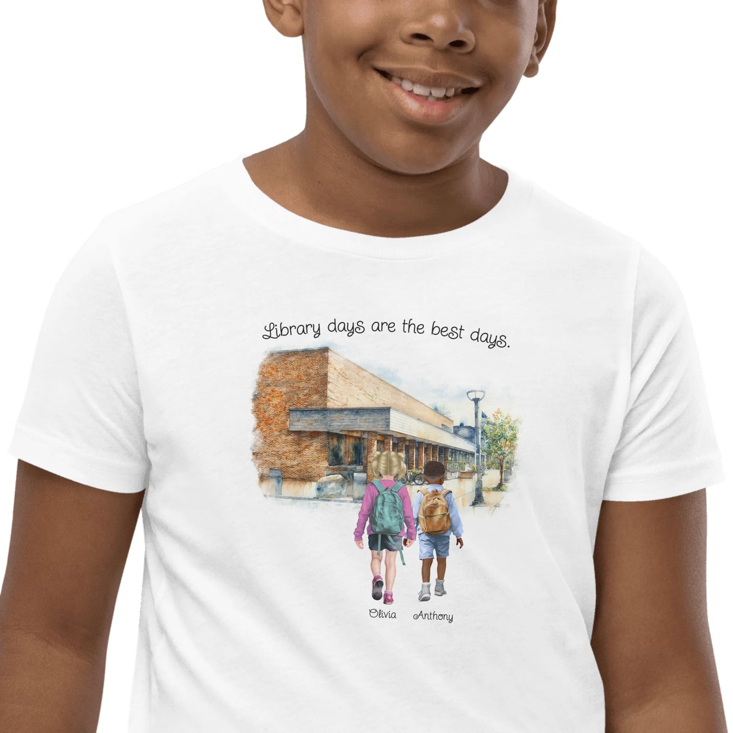 Personalized Library Buddies [Girl & Boy/Siblings] – Youth & Adult T-Shirts | Choose Your Ann Arbor Library