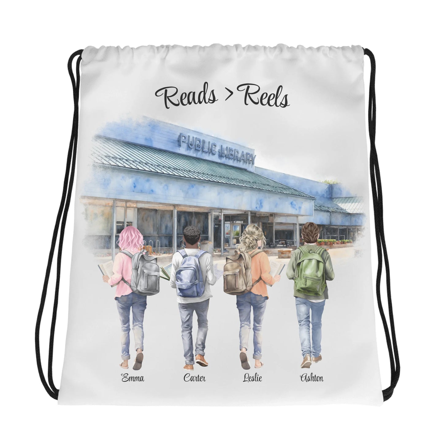 Personalized Book Buddies – Drawstring Bag |  Choose Your Ann Arbor Library