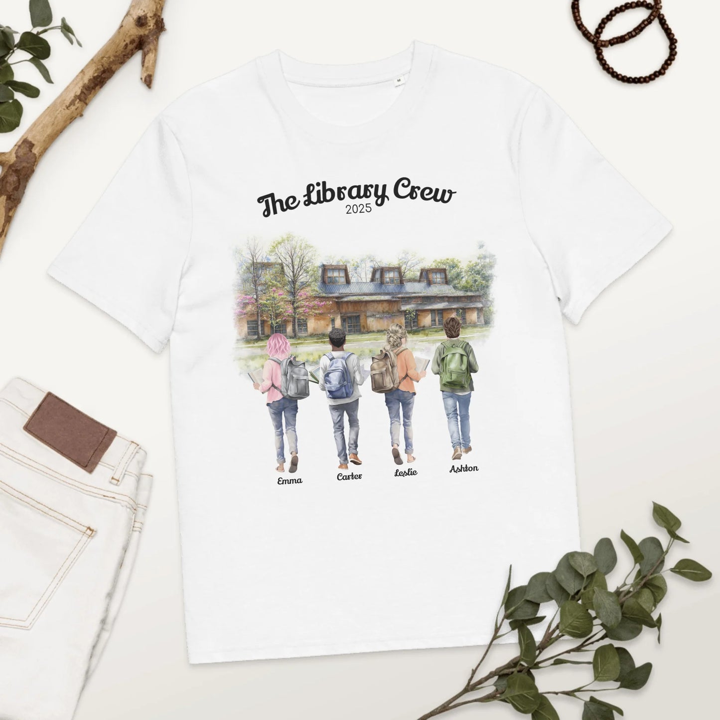 Personalized Book Buddies – Organic Cotton T-Shirt | Choose Your Ann Arbor Library