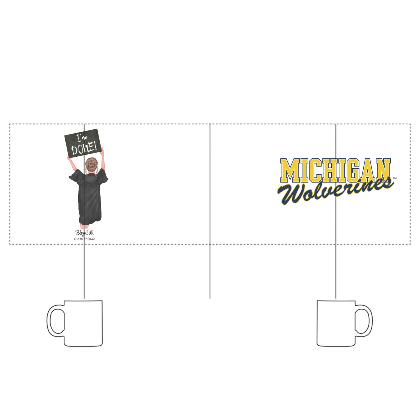 Personalized University of Michigan Graduation Girl – Enamel Mug