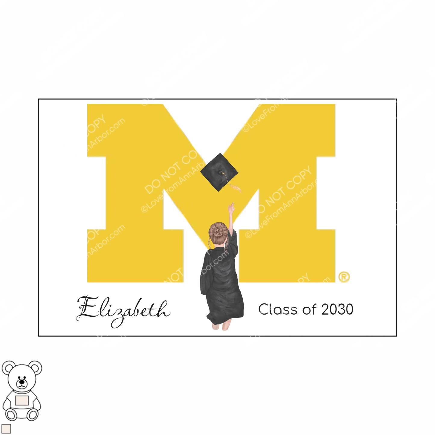 Personalized University of Michigan Graduation Girl – Teddy Bear with T-Shirt