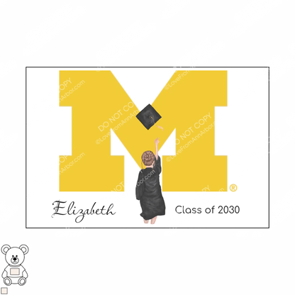 Personalized University of Michigan Graduation Girl – Teddy Bear with T-Shirt