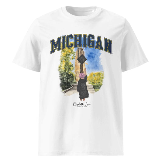 Personalized UofM Graduation Girl – Organic Cotton T-Shirt | North Campus