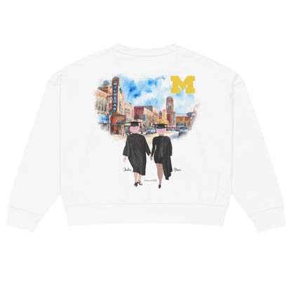 Personalized UM Graduation Best Friends – Women's Organic Crew Neck Sweatshirt | Downtown Ann Arbor