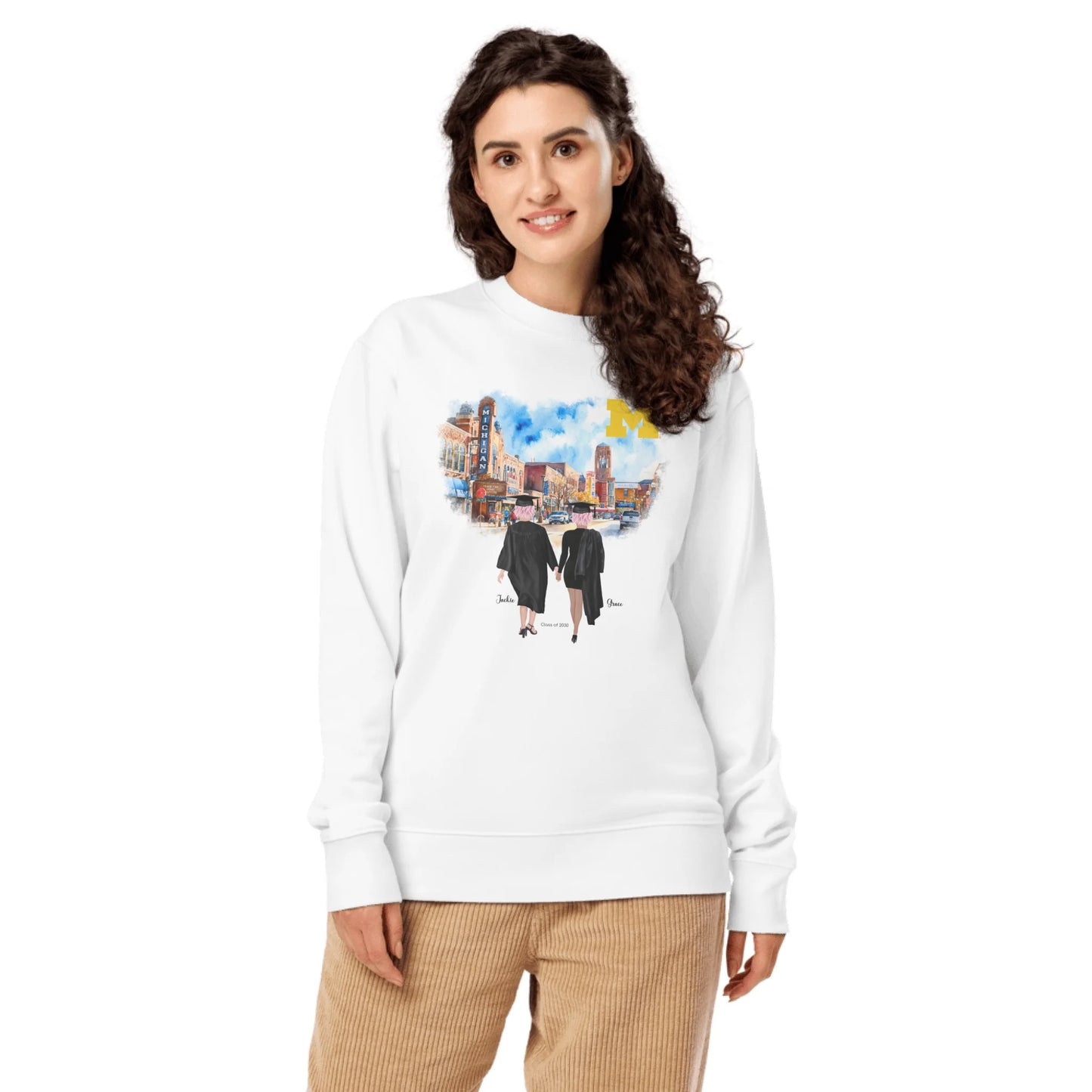Personalized Graduation Best Friends – Eco-Friendly Sweatshirt | Downtown Ann Arbor