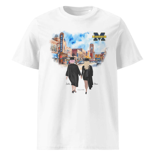 Personalized Michigan Graduation Best Friends – Organic Cotton T-Shirt | Downtown Ann Arbor