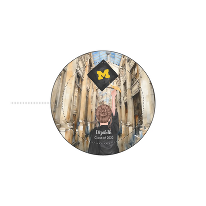Personalized UM Graduation Girl – Set of Pin Buttons | Nickels Arcade