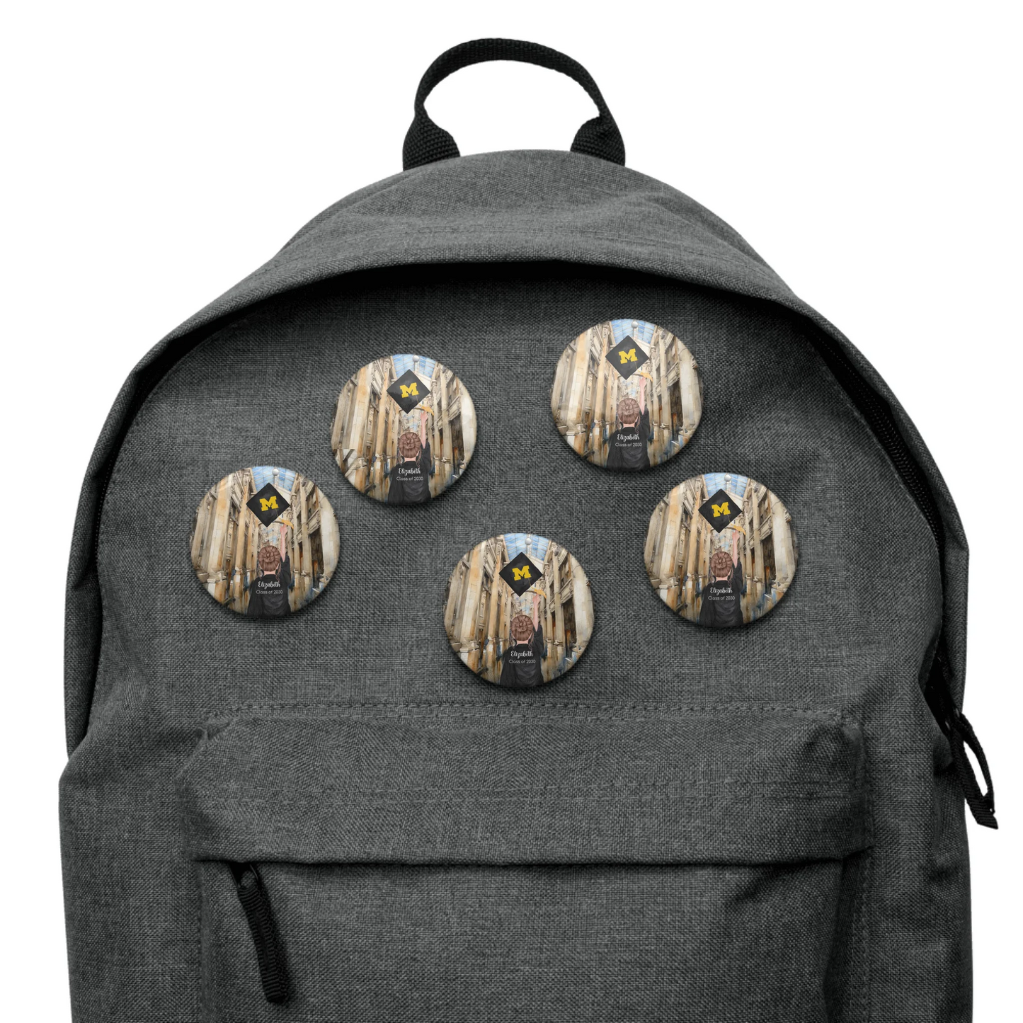 Personalized UM Graduation Girl – Set of Pin Buttons | Nickels Arcade