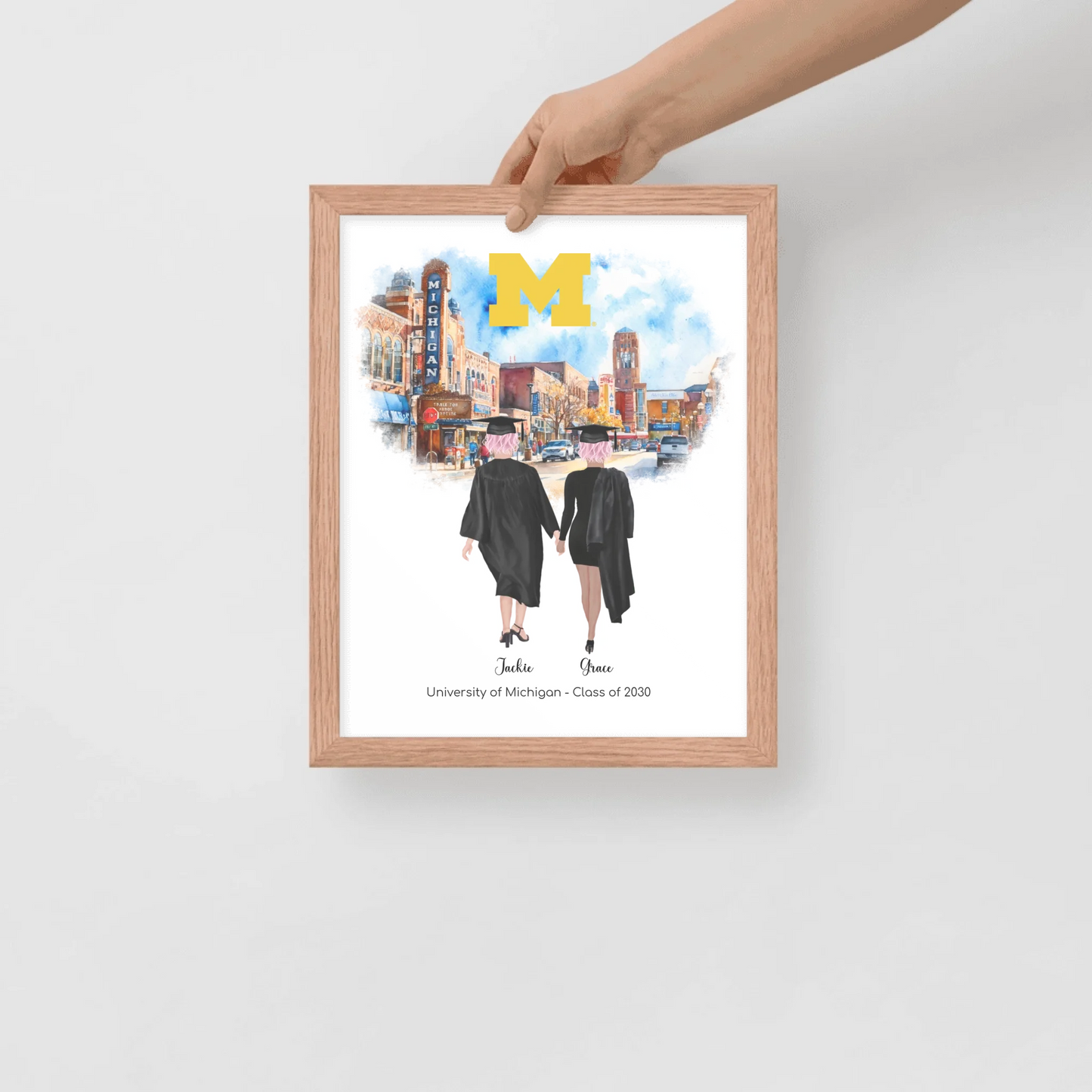 Personalized Graduation Best Friends – Premium (Matte, Luster, Unframed, Framed) Poster | Downtown Ann Arbor