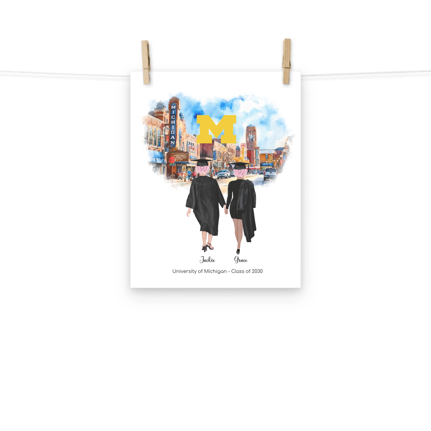 Personalized Graduation Best Friends – Premium (Matte, Luster, Unframed, Framed) Poster | Downtown Ann Arbor
