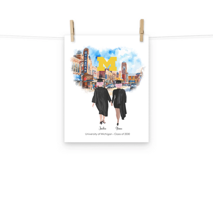 Personalized Graduation Best Friends – Premium (Matte, Luster, Unframed, Framed) Poster | Downtown Ann Arbor