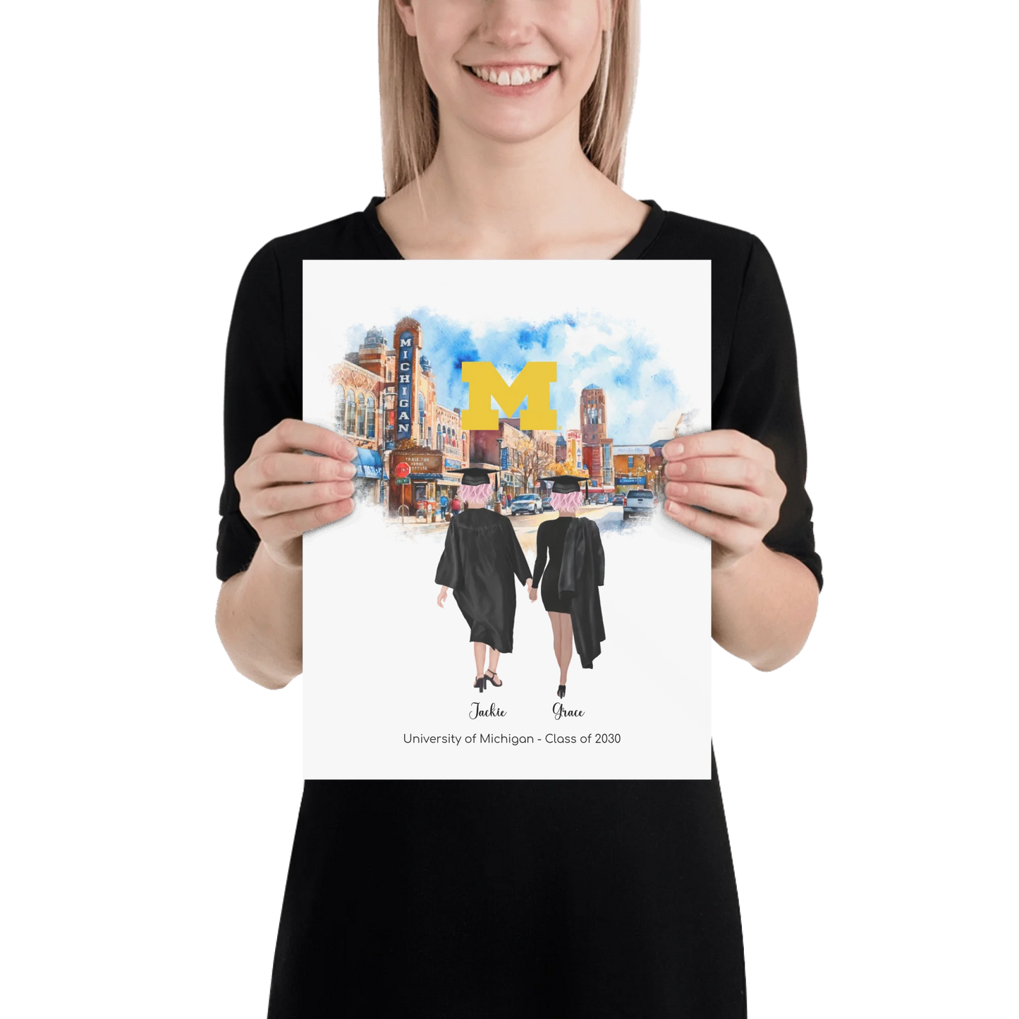 Personalized Graduation Best Friends – Premium (Matte, Luster, Unframed, Framed) Poster | Downtown Ann Arbor