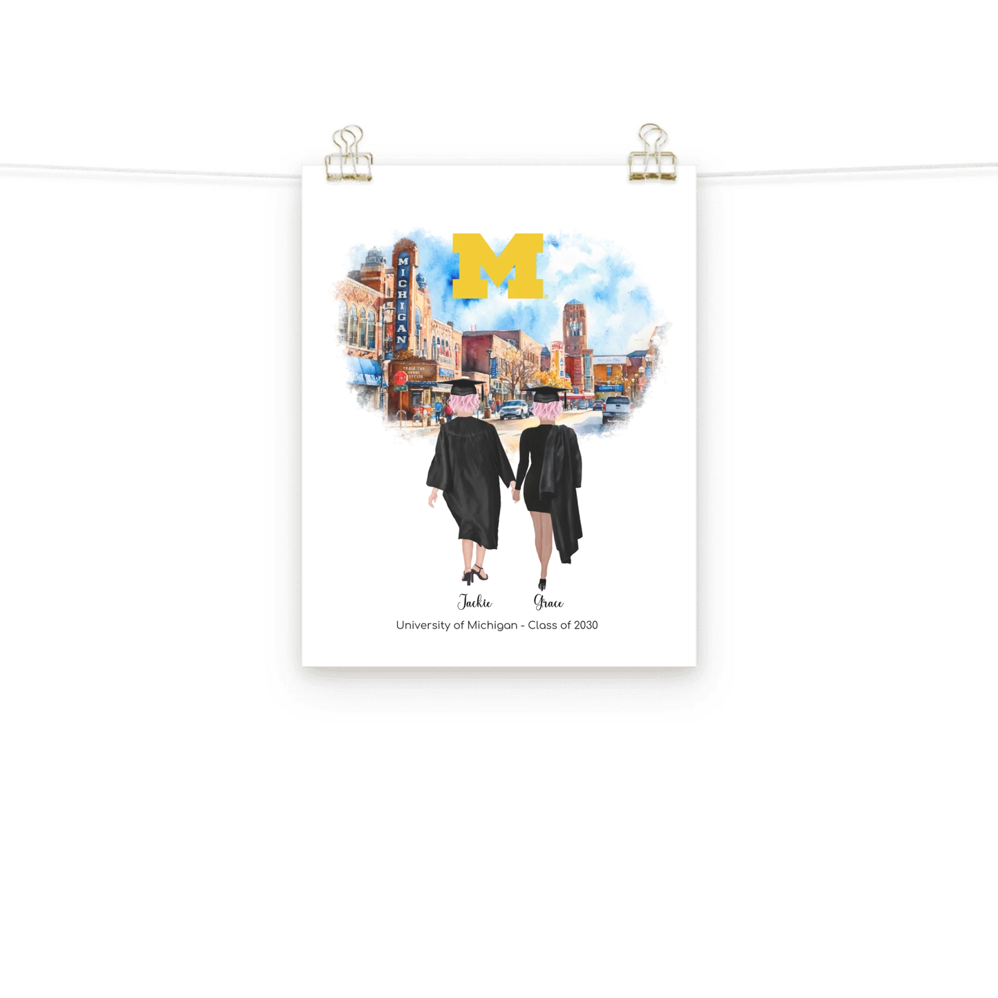 Personalized Graduation Best Friends – Premium (Matte, Luster, Unframed, Framed) Poster | Downtown Ann Arbor
