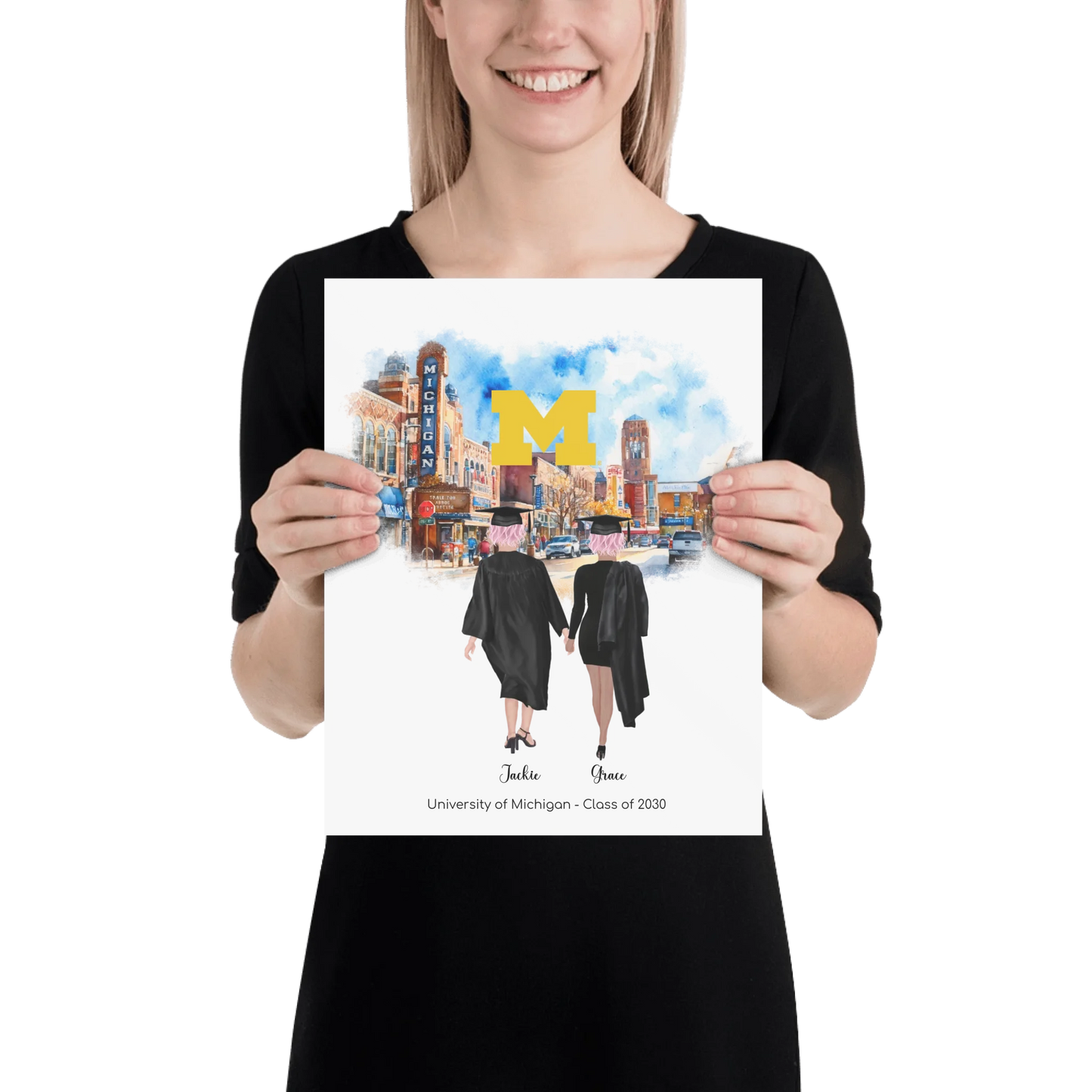 Personalized Graduation Best Friends – Premium (Matte, Luster, Unframed, Framed) Poster | Downtown Ann Arbor