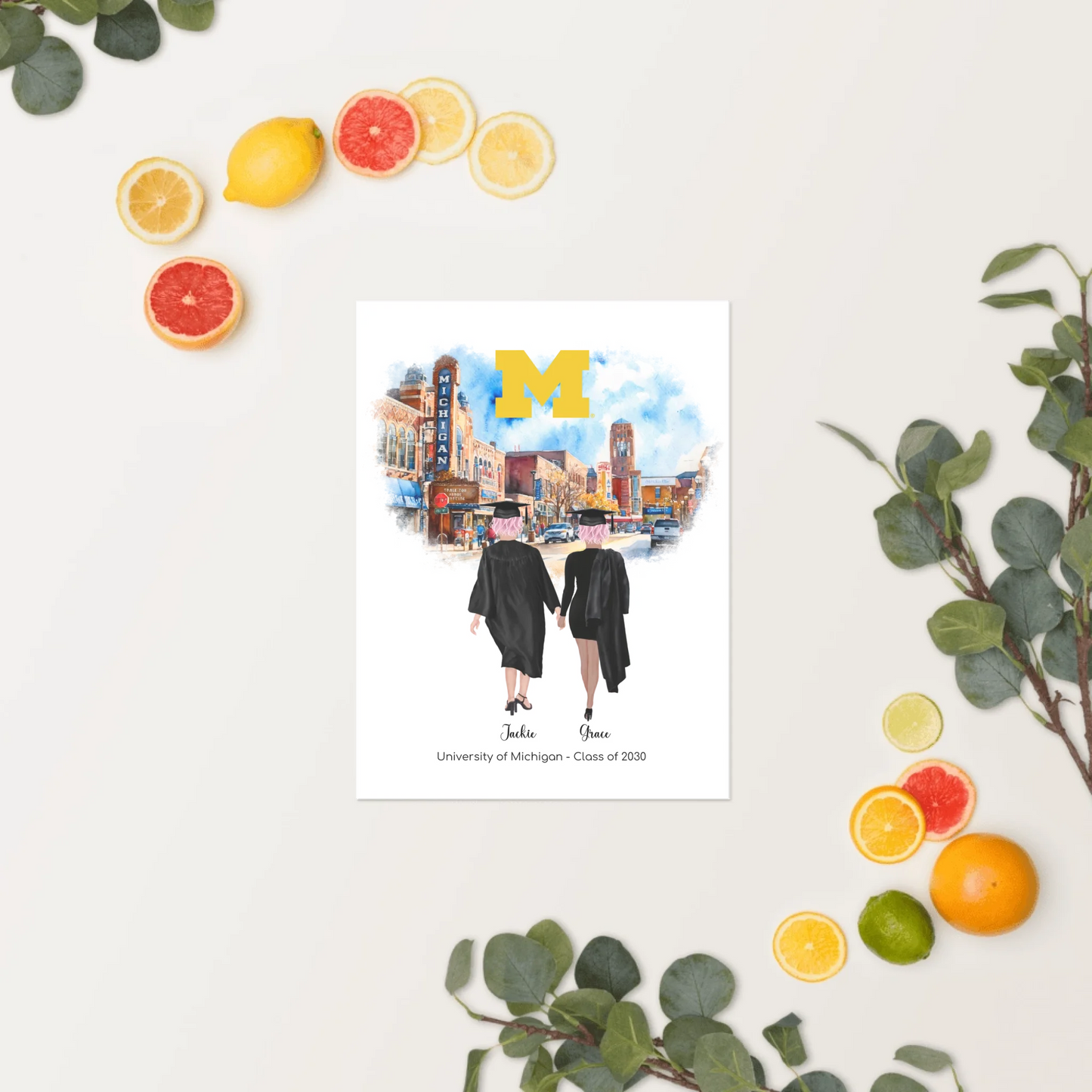 Personalized Graduation Best Friends – Premium (Matte, Luster, Unframed, Framed) Poster | Downtown Ann Arbor