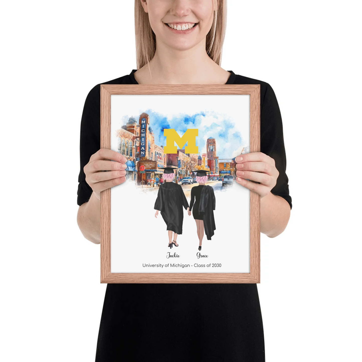 Personalized Graduation Best Friends – Premium (Matte, Luster, Unframed, Framed) Poster | Downtown Ann Arbor