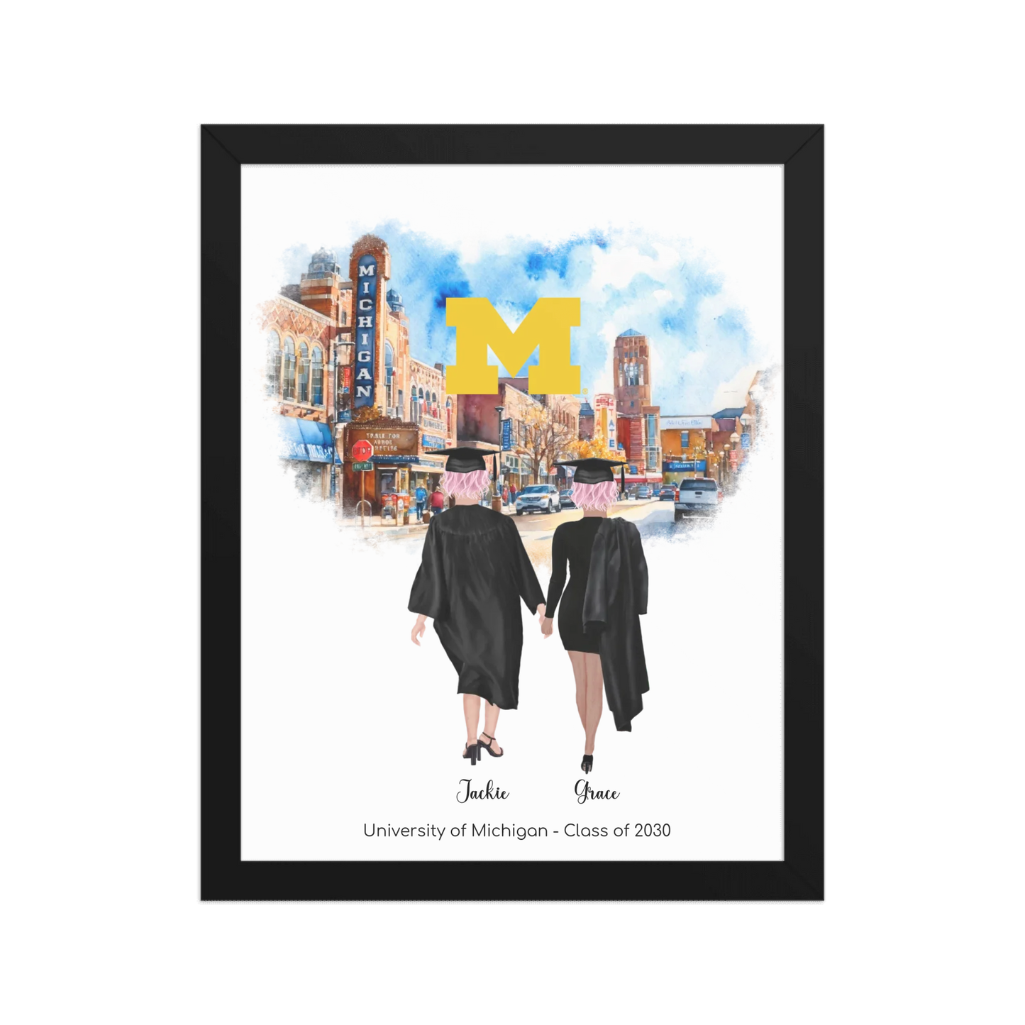 Personalized Graduation Best Friends – Premium (Matte, Luster, Unframed, Framed) Poster | Downtown Ann Arbor