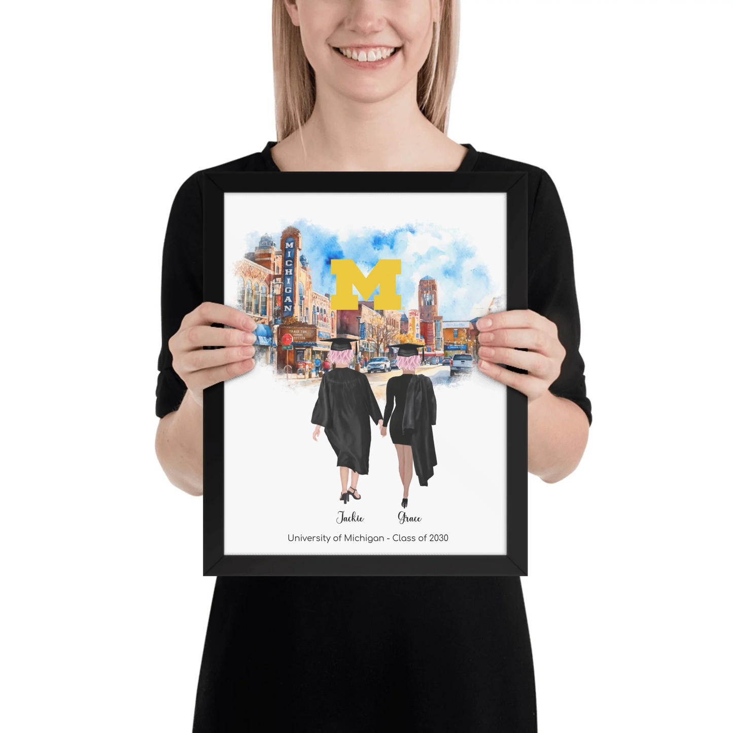 Personalized Graduation Best Friends – Premium (Matte, Luster, Unframed, Framed) Poster | Downtown Ann Arbor