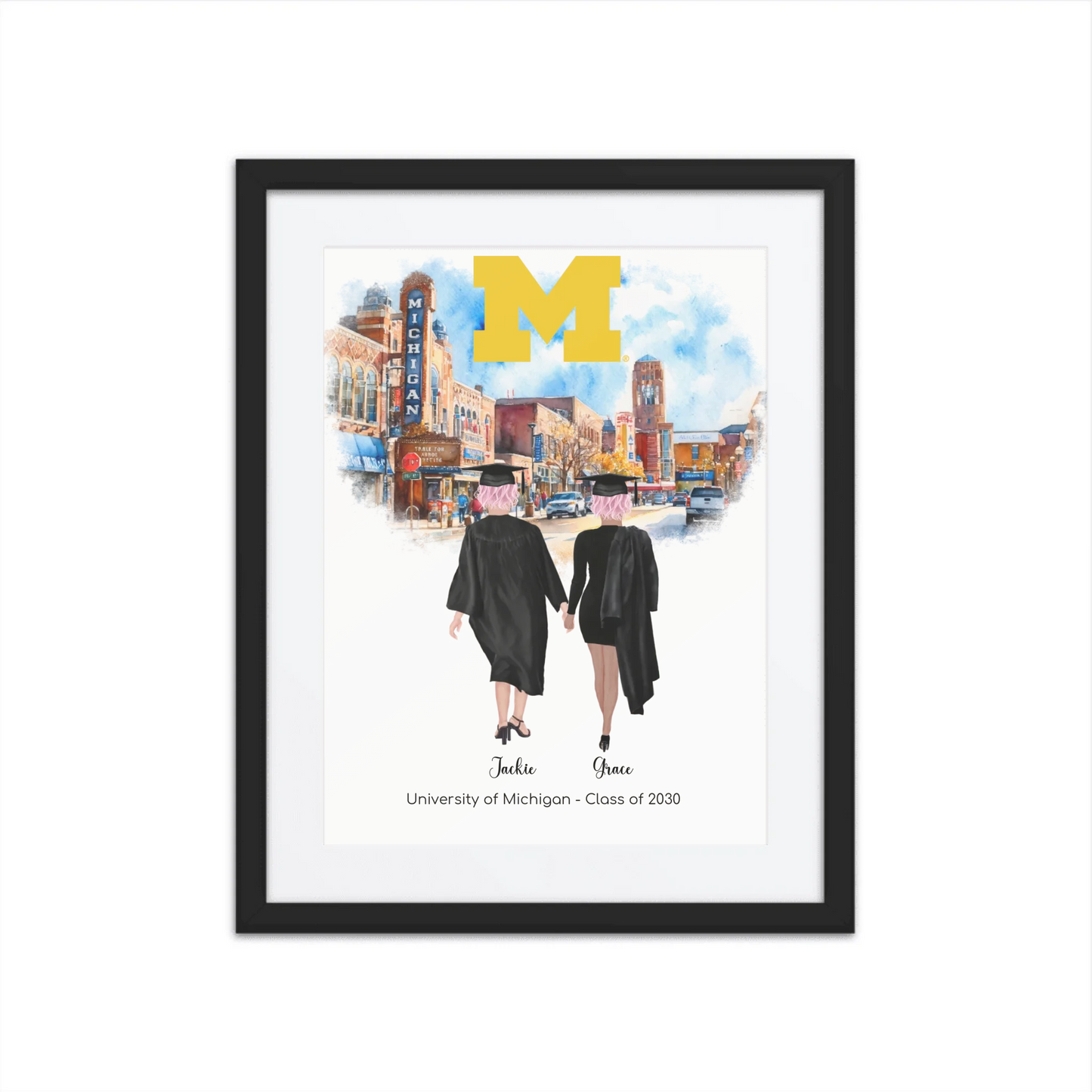 Personalized Graduation Best Friends – Premium (Matte, Luster, Unframed, Framed) Poster | Downtown Ann Arbor
