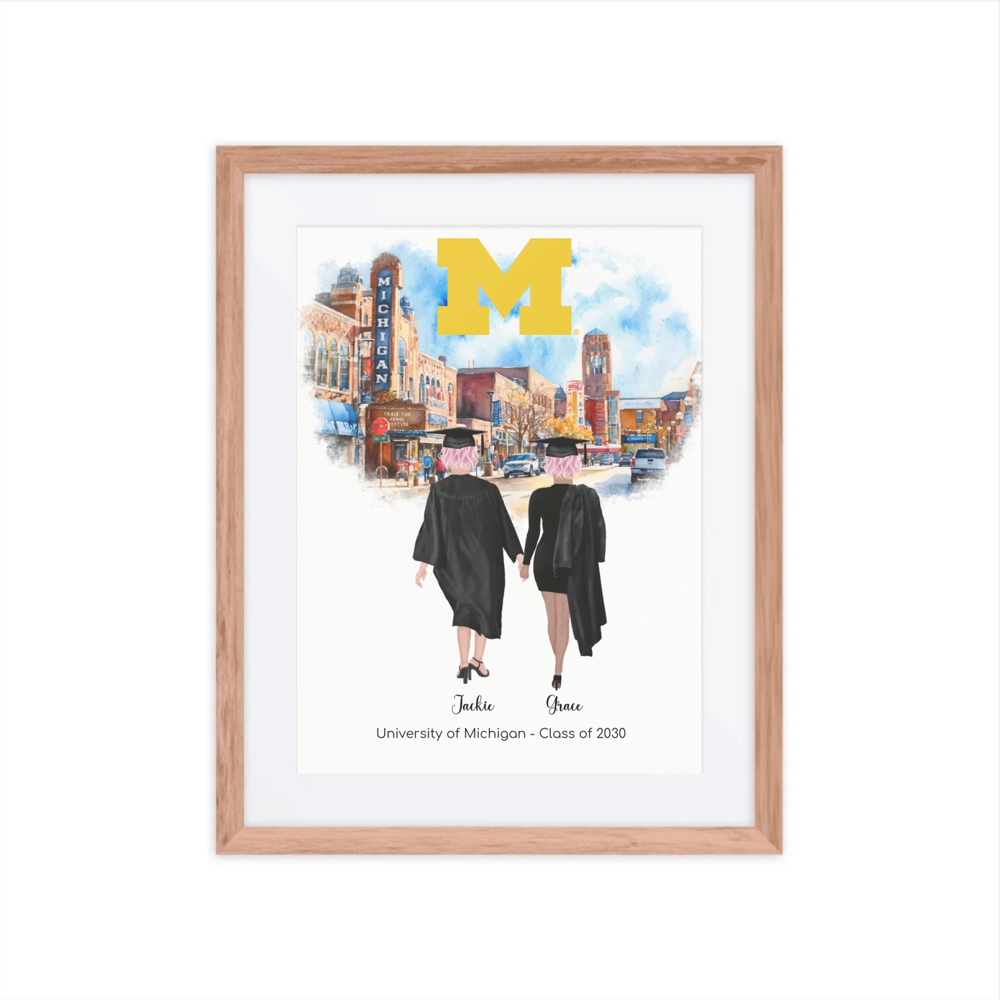 Personalized Graduation Best Friends – Premium (Matte, Luster, Unframed, Framed) Poster | Downtown Ann Arbor
