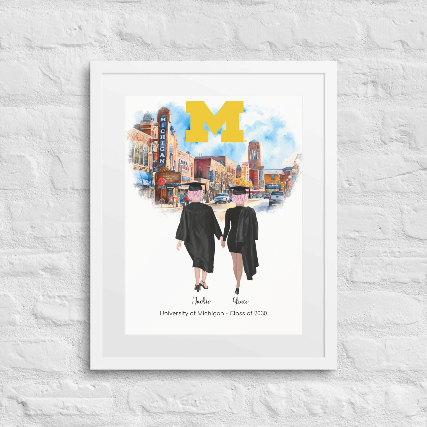 Personalized Graduation Best Friends – Premium (Matte, Luster, Unframed, Framed) Poster | Downtown Ann Arbor